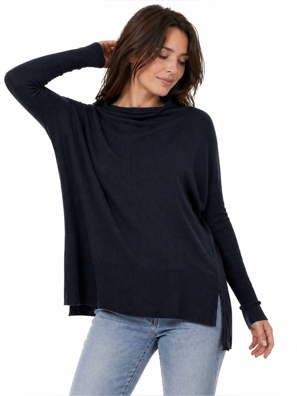 Soaked in Luxury Cashmere Blend Navy Blue Sweater